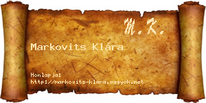 Markovits Klára névjegykártya